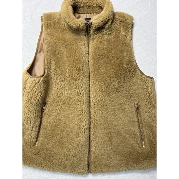 J.CREW Excursion Plush Fleece Teddy Vest Golden Hickory Camel Tan XL - Picture 1 of 7